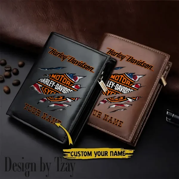 Harley Davidson Men Leather Zipper Vertical Purse VDLVW034