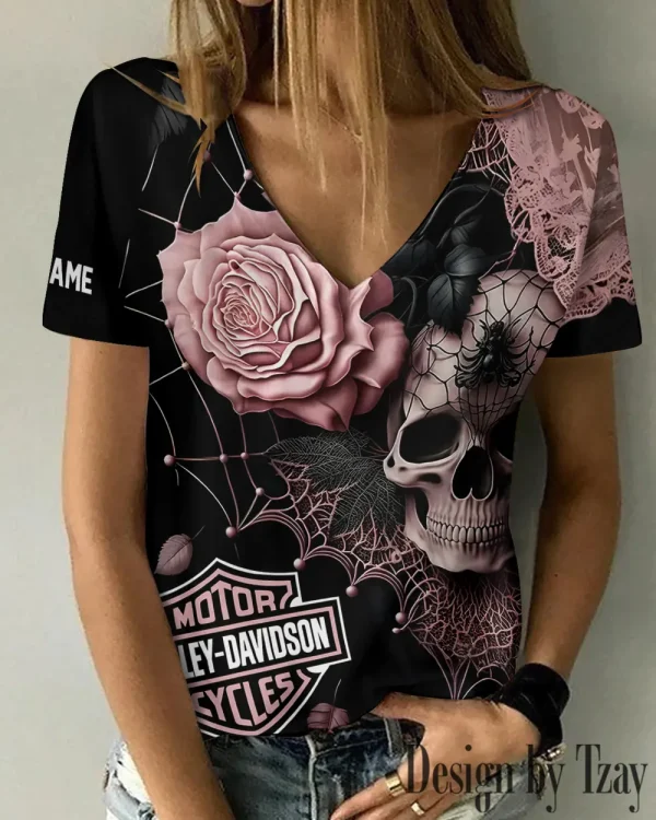 Harley Davidson Women's Swinging V-Neck Short Sleeve CBSWSVS060 - Image 3