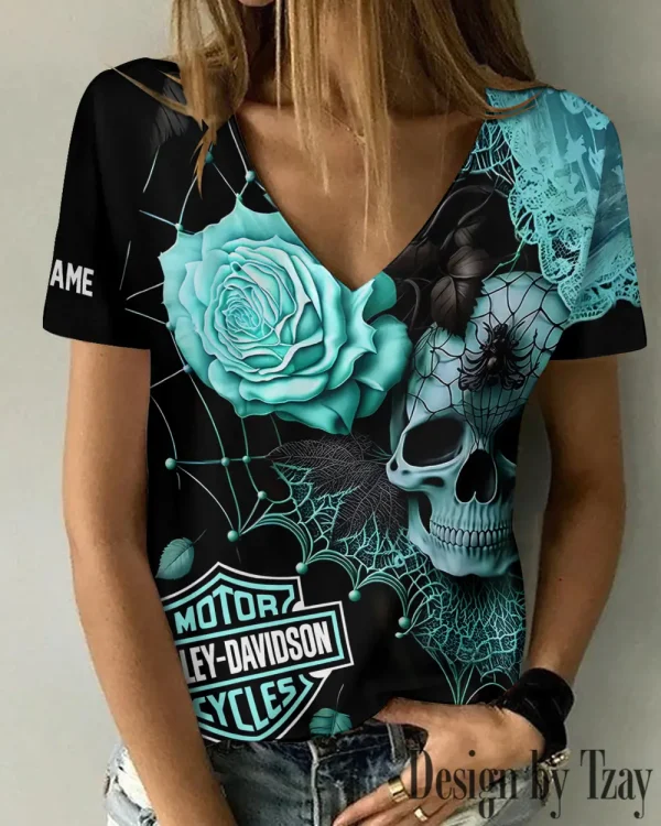 Harley Davidson Women's Swinging V-Neck Short Sleeve CBSWSVS061 - Image 3