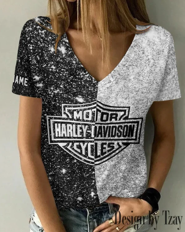 Harley Davidson Women's Swinging V-Neck Short Sleeve CBSWSVS062 - Image 3