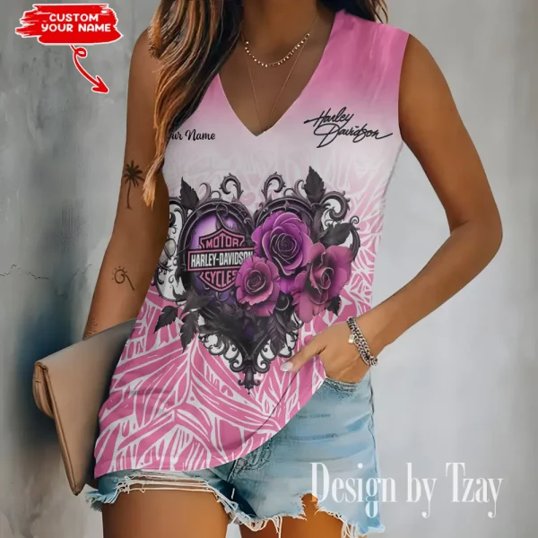 Harley Davidson V-neck Women's Vest CBSVWVEST096