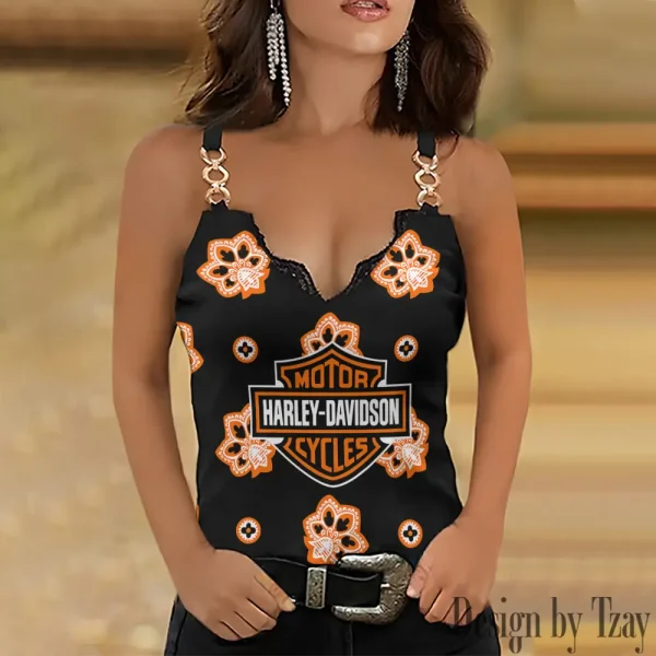 Harley Davidson Summer Clothes Women's Fashion Lace Sleeveless V-neck CBSCWFLSV066