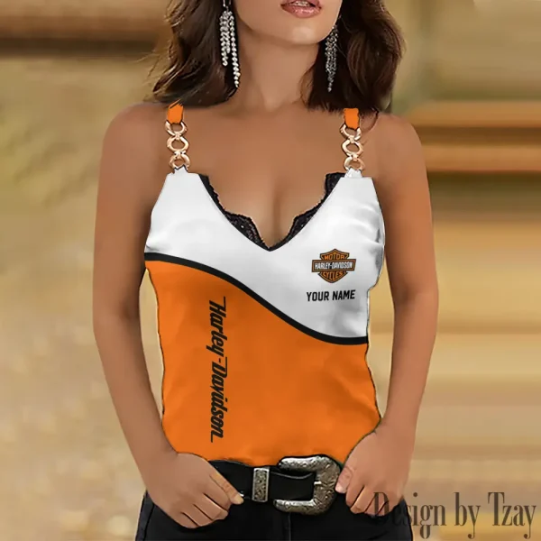 Harley Davidson Summer Clothes Women's Fashion Lace Sleeveless V-neck CBSCWFLSV067