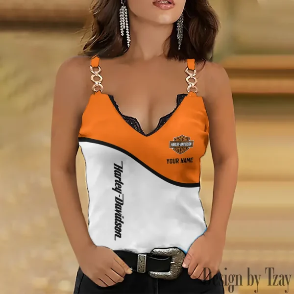 Harley Davidson Summer Clothes Women's Fashion Lace Sleeveless V-neck CBSCWFLSV068