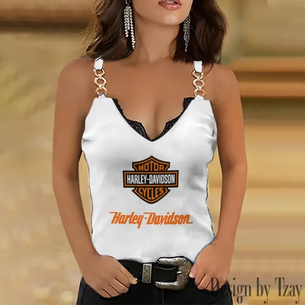 Harley Davidson Summer Clothes Women's Fashion Lace Sleeveless V-neck CBSCWFLSV069