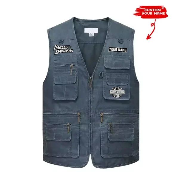 Harley Davidson Multi Pocket Men's Vest Zipper Sleeveless Jacket CBSMPMVZSJ001