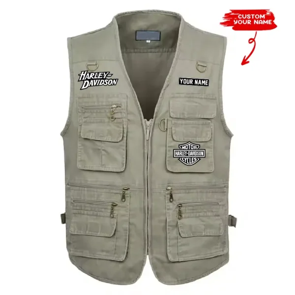 Harley Davidson Multi Pocket Men's Vest Zipper Sleeveless Jacket CBSMPMVZSJ001 - Image 3