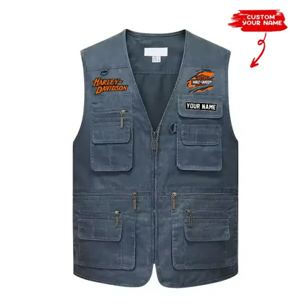 Harley Davidson Multi Pocket Men's Vest Zipper Sleeveless Jacket CBSMPMVZSJ003