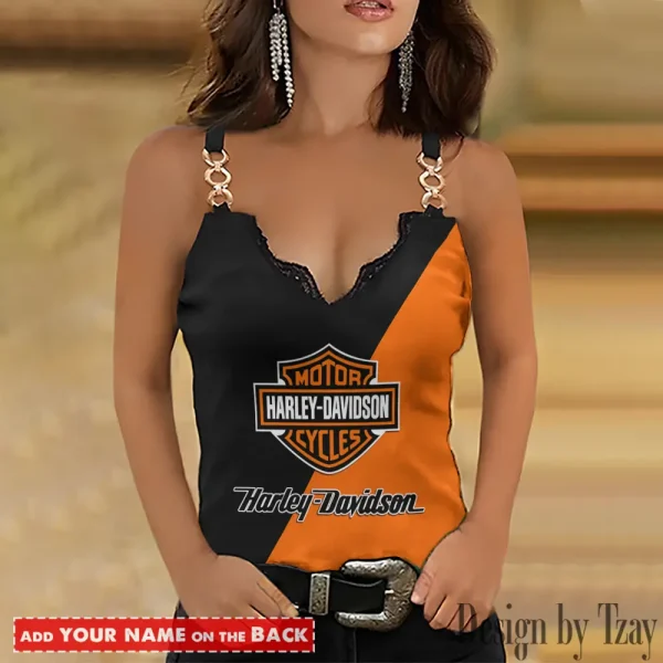Harley Davidson Summer Clothes Women's Fashion Lace Sleeveless V-neck CBSCWFLSV072