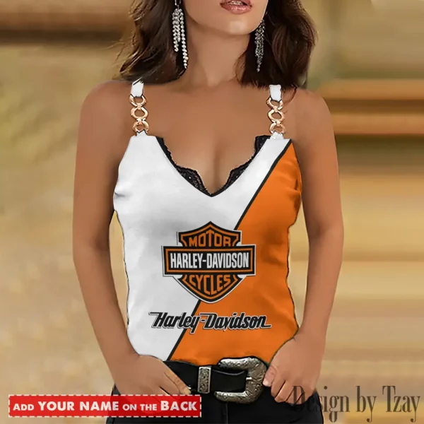 Harley Davidson Summer Clothes Women's Fashion Lace Sleeveless V-neck CBSCWFLSV073