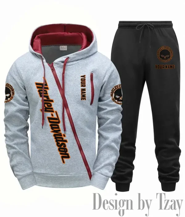 Harley Davidson Tracksuit 2pcs Set Fall Winter Daily Casual Sports Jogger Suit Fashion Hooded Outfits CSBMDCSJS001