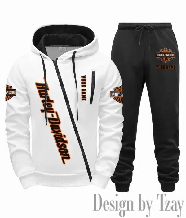Harley Davidson Tracksuit 2pcs Set Fall Winter Daily Casual Sports Jogger Suit Fashion Hooded Outfits CSBMDCSJS002