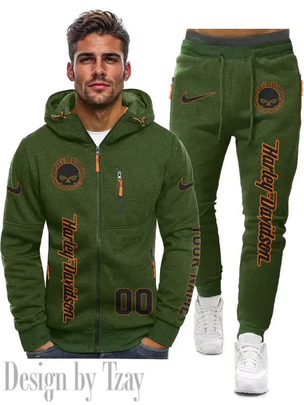 Harley Davidson 2D Men's Sportswear Set Hoodie And Pants Fashion Casual CBSMSHAPFC062 - Image 2