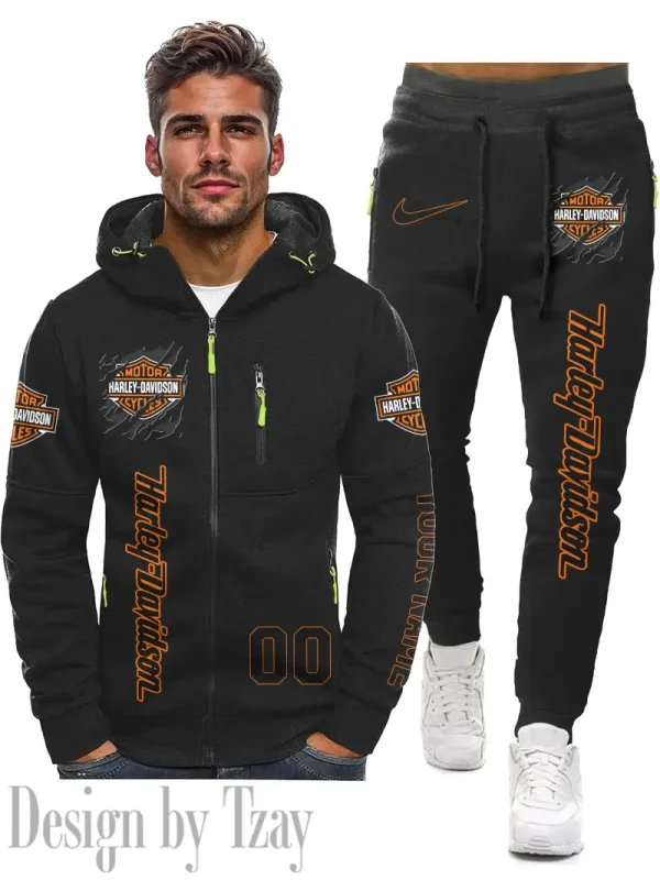 Harley Davidson 2D Men's Sportswear Set Hoodie And Pants Fashion Casual CBSMSHAPFC063