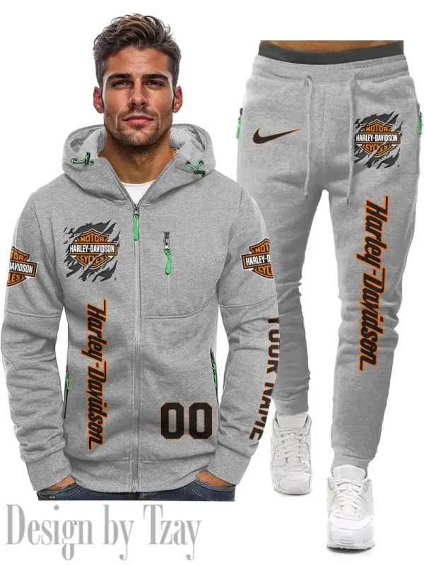 Harley Davidson 2D Men's Sportswear Set Hoodie And Pants Fashion Casual CBSMSHAPFC063 - Image 2