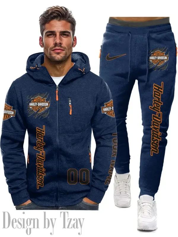 Harley Davidson 2D Men's Sportswear Set Hoodie And Pants Fashion Casual CBSMSHAPFC063 - Image 3