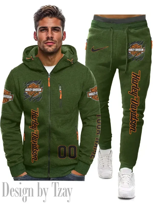 Harley Davidson 2D Men's Sportswear Set Hoodie And Pants Fashion Casual CBSMSHAPFC063 - Image 4