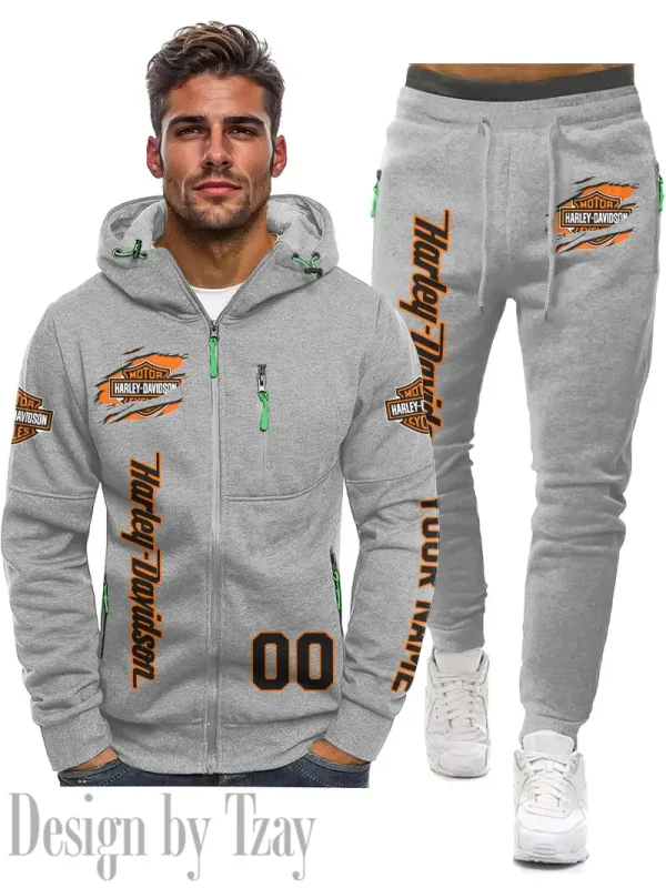 Harley Davidson 2D Men's Sportswear Set Hoodie And Pants Fashion Casual CBSMSHAPFC064