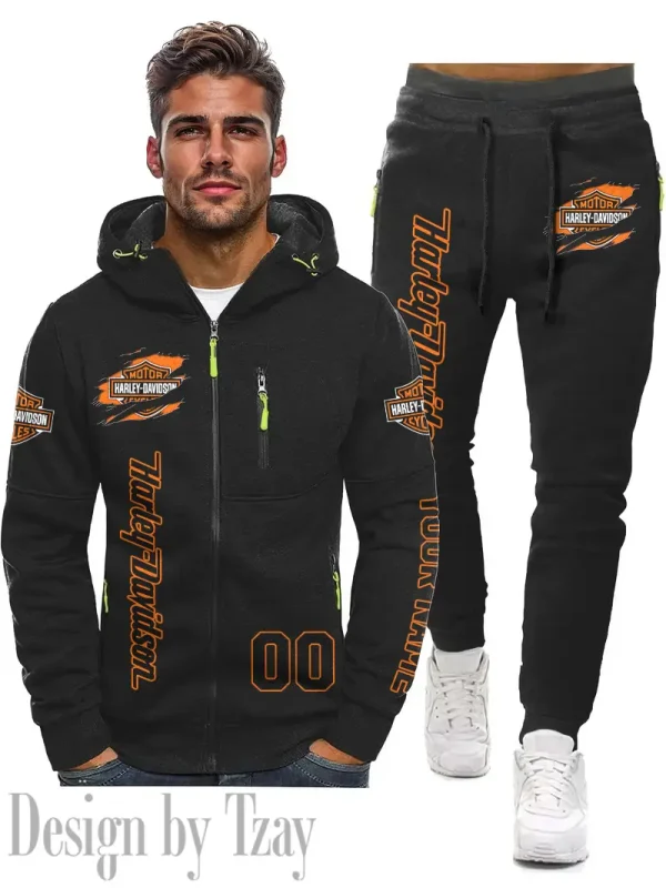 Harley Davidson 2D Men's Sportswear Set Hoodie And Pants Fashion Casual CBSMSHAPFC064 - Image 2