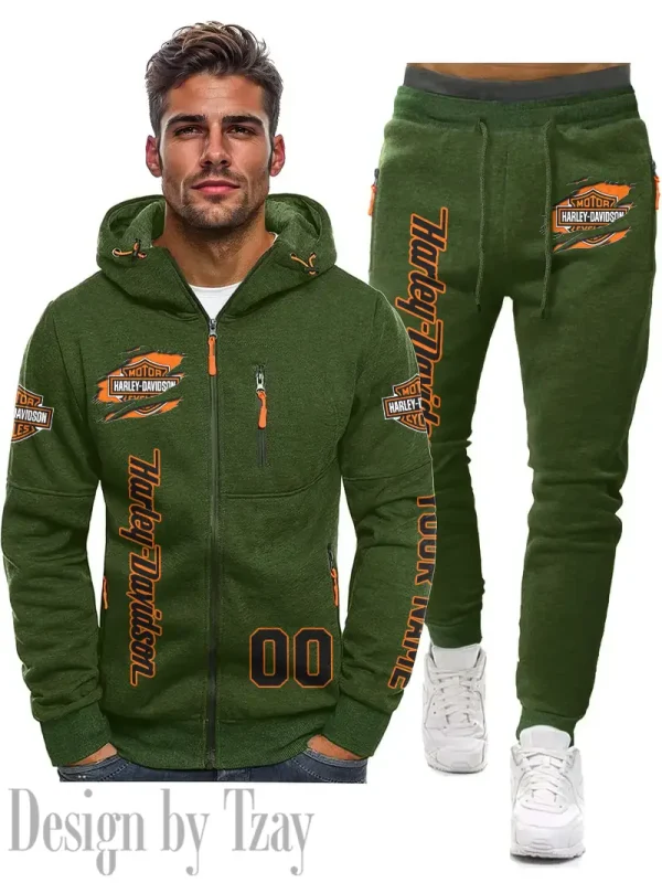 Harley Davidson 2D Men's Sportswear Set Hoodie And Pants Fashion Casual CBSMSHAPFC064 - Image 3
