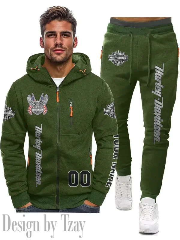 Harley Davidson 2D Men's Sportswear Set Hoodie And Pants Fashion Casual CBSMSHAPFC065