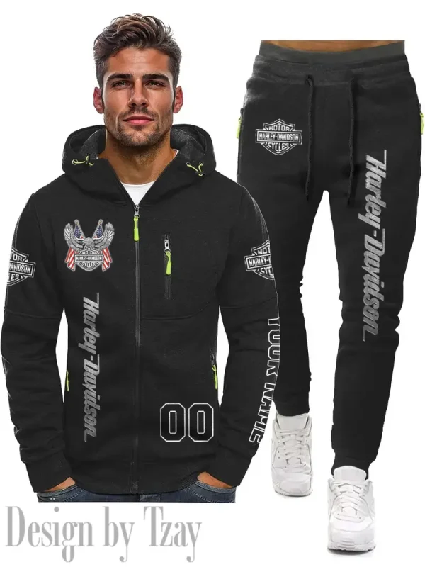 Harley Davidson 2D Men's Sportswear Set Hoodie And Pants Fashion Casual CBSMSHAPFC065 - Image 2