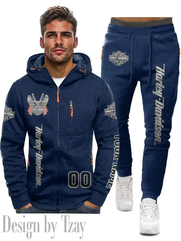Harley Davidson 2D Men's Sportswear Set Hoodie And Pants Fashion Casual CBSMSHAPFC065 - Image 3