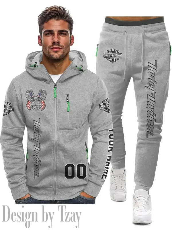 Harley Davidson 2D Men's Sportswear Set Hoodie And Pants Fashion Casual CBSMSHAPFC065 - Image 4