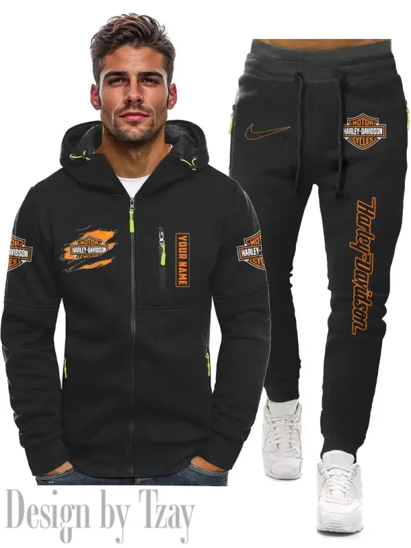Harley Davidson 2D Men's Sportswear Set Hoodie And Pants Fashion Casual CBSMSHAPFC066