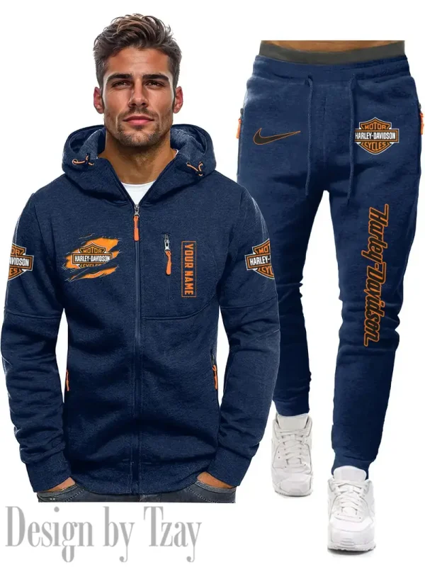 Harley Davidson 2D Men's Sportswear Set Hoodie And Pants Fashion Casual CBSMSHAPFC066 - Image 3