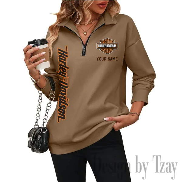 Harley Davidson Half Zip-up Sweatshirt Woman Autumn Long Sleeve CBSHZSWALS001 - Image 2