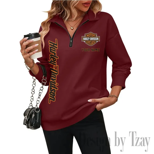 Harley Davidson Half Zip-up Sweatshirt Woman Autumn Long Sleeve CBSHZSWALS001 - Image 3