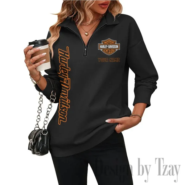Harley Davidson Half Zip-up Sweatshirt Woman Autumn Long Sleeve CBSHZSWALS001 - Image 6
