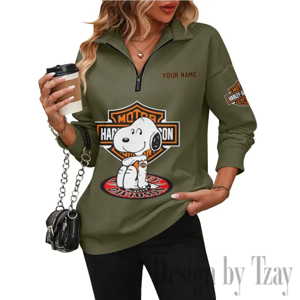 Harley Davidson Half Zip-up Sweatshirt Woman Autumn Long Sleeve CBSHZSWALS002 - Image 4