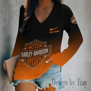 Harley Davidson Long Sleeve Lightweight V-Neck Lounge T-Shirt 2025 CBSLVNLT031