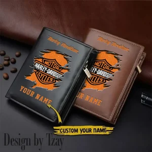 Harley Davidson Men Leather Zipper Vertical Purse VDLVW035